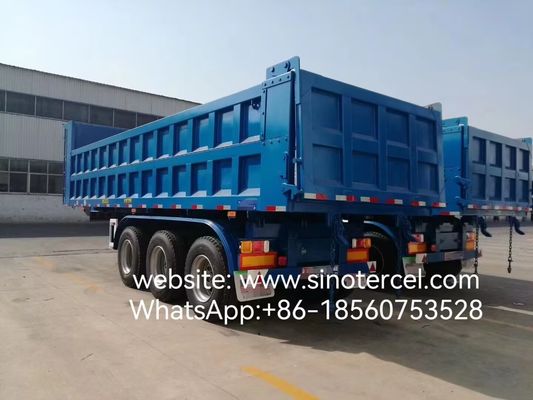 3 Ejes Dump Tipper hidráulico Semi remolque Ahorro de tiempo Contenedor rectangular conveniente Contenedor en forma de U disponible