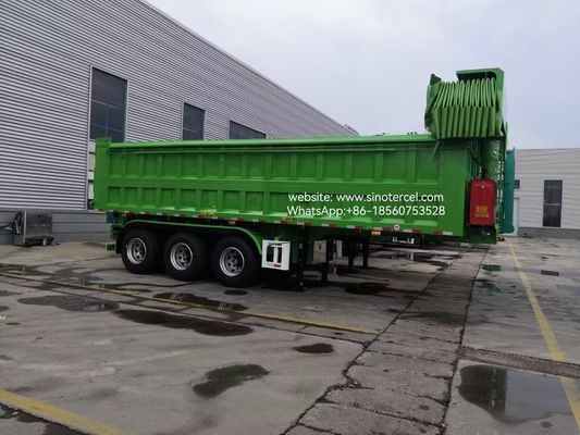 3 Ejes Frontales Elevador hidráulico Semi Dump 24CBM Descarga de alta eficiencia con una lona