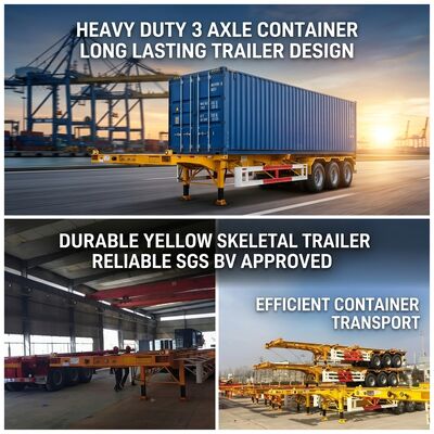 Skeletal Type Container Semi Trailer Yellow Capacity 3 Axles Pull Container High attendance rate Durable