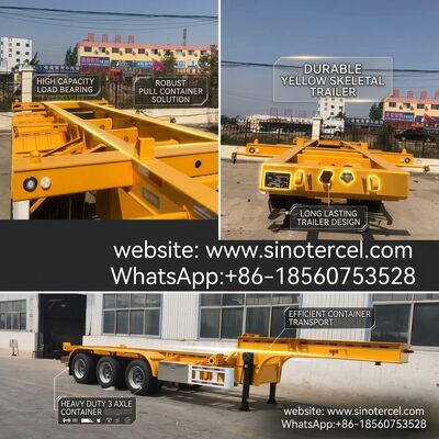 3 ejes Tipo esqueleto Contenedor Semirremolque Amarillo Excelente capacidad de carga