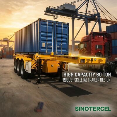 Semirremolque portacontenedores tipo esquelético de 3 ejes Amarillo Excelente capacidad de carga Transporte de contenedores