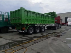 3 Ejes Frontales Elevador hidráulico Semi Dump 24CBM Descarga de alta eficiencia con una lona